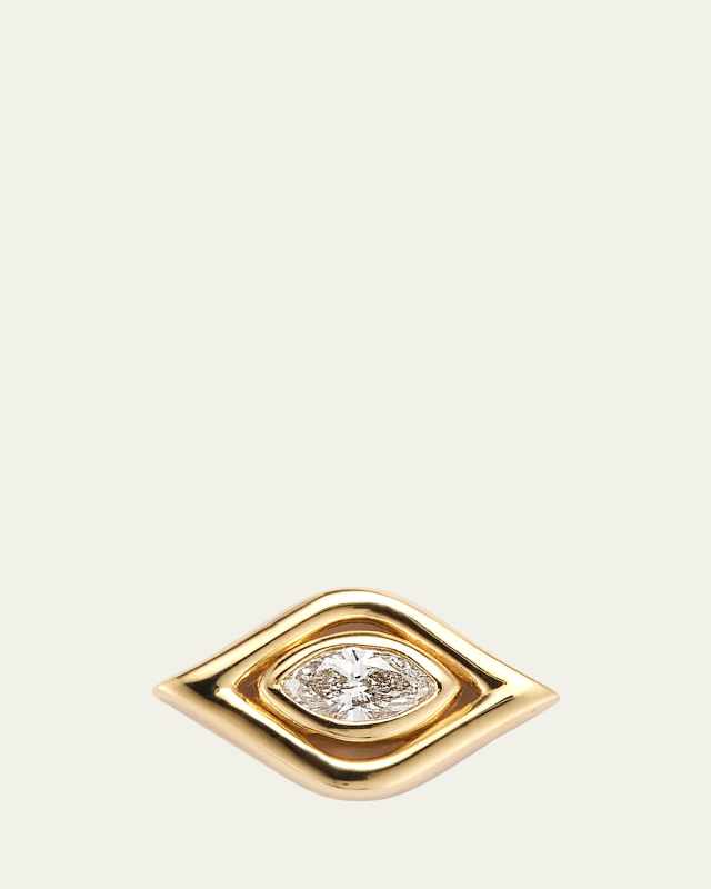 14k Marquise Evil Eye Stud Earring, Single